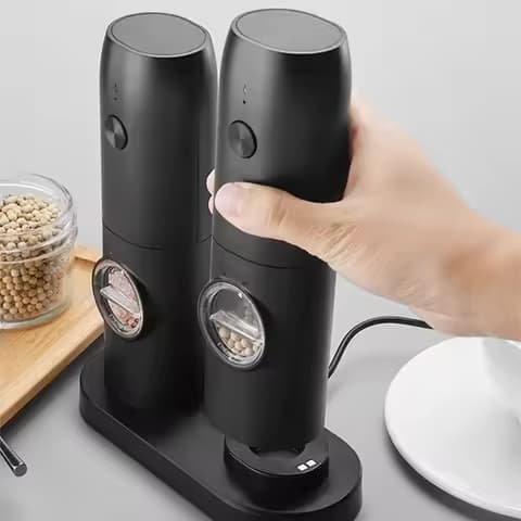 Set moulins sel et poivre automatiques rechargeables
